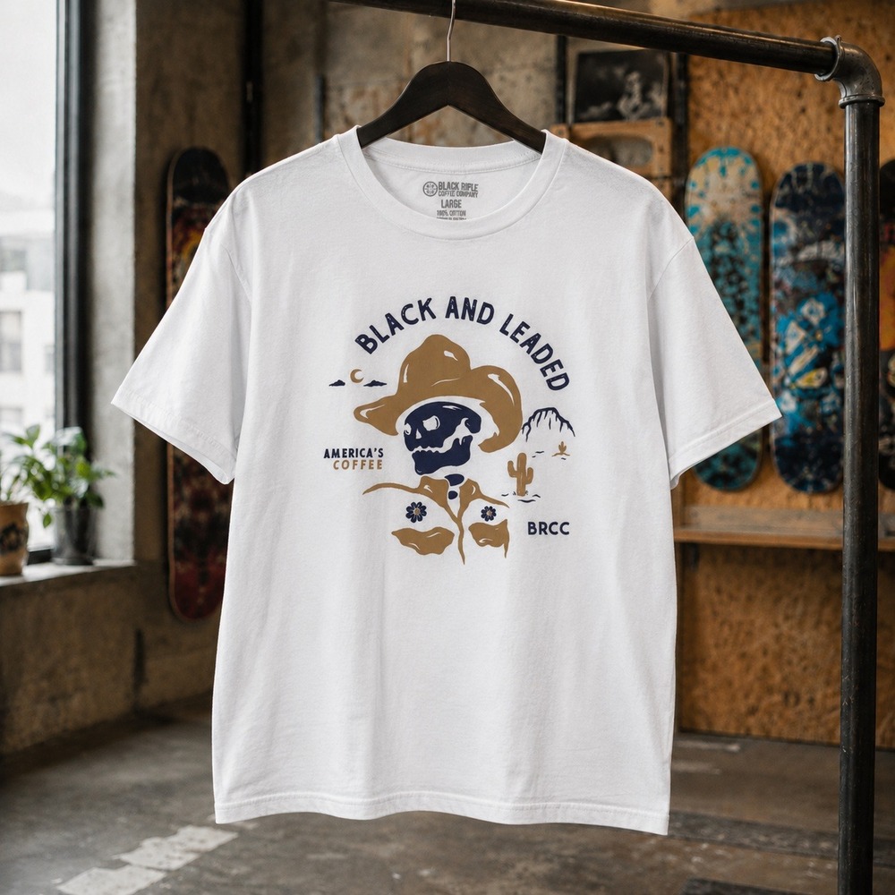 Womens Black Rifle Coffee Company BRCC Skeleton Cowboy Tee White Large